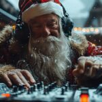 Festive music mixer at winter holiday celebration
